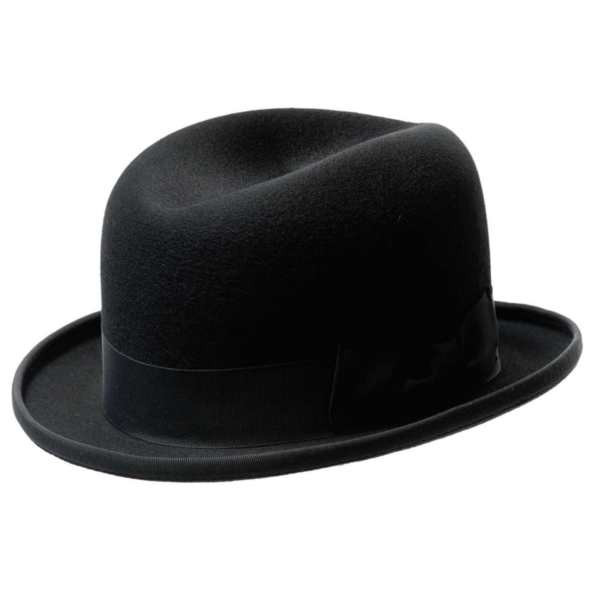Schwarzer Homburger Hut mit klassischer Form und hochwertiger Verarbeitung