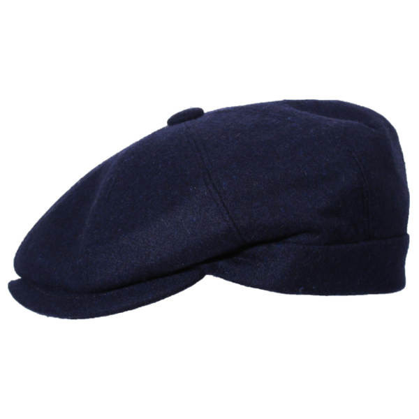 Achtteilige Newsboy Cap "Hamburg" mit Knopf in der Mitte. Farbe Grau.