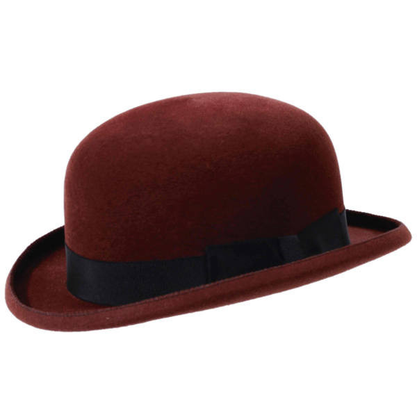 Bowler "Chester" aus Haarfilz mit aufgeschlagenem Rand und dunklem Hutband. Farbe Taupe. Swiss made.