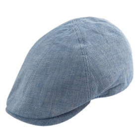 Blaue, schmal geschnittene Schiebermütze aus Leinen
