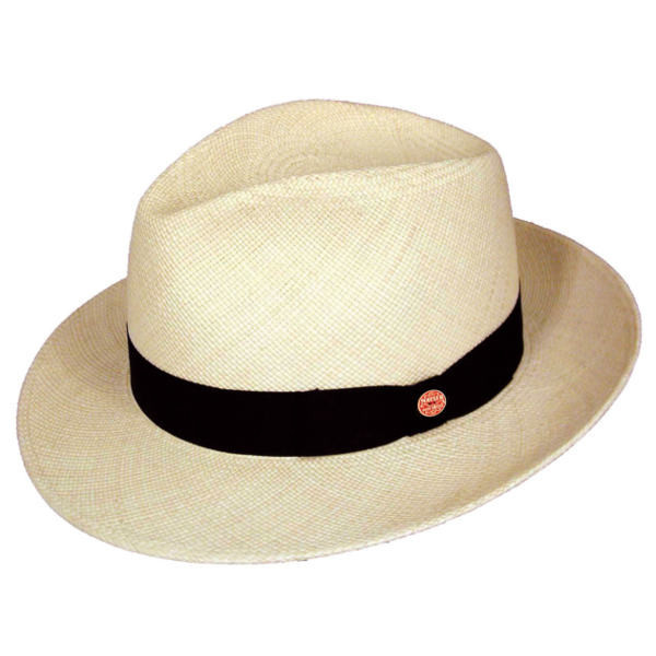 Panamahut "Albegna" aus naturfarbigem Panamastroh, mit schwarzem Hutband, mit UV-Schutz 80+