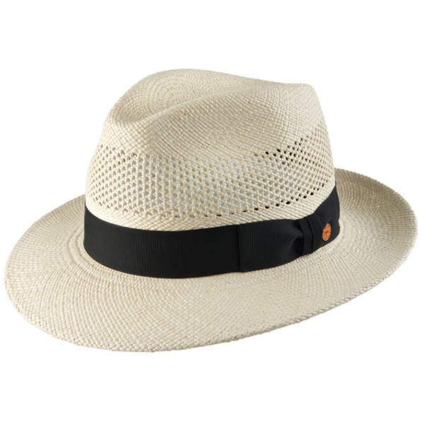 Bogart Panamahut mit eingeflochtenem Lochmuster, schwarzes Hutband