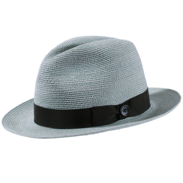 Fedora "Grape" aus braunem Stroh mit schwarzem Band