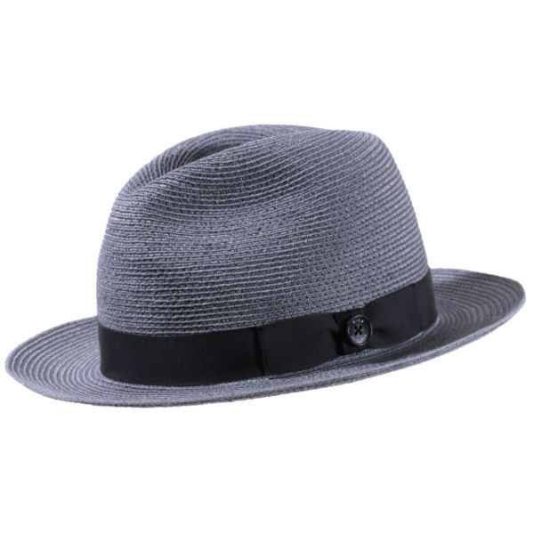 Fedora "Grape" aus braunem Stroh mit schwarzem Band