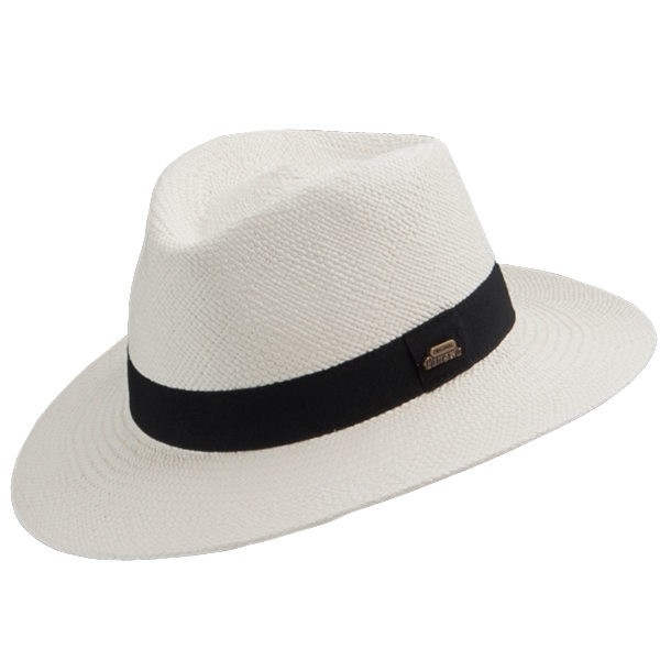 Weisser Panamahut Tobago mit schwarzem Hutband