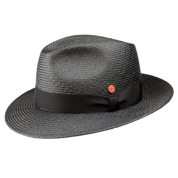 Schwarzer Panamahut mit schwarzem Hutband.