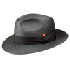Schwarzer Panamahut mit schwarzem Hutband.