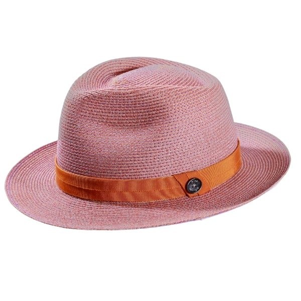 Marineblaue Fedora mit grauem Band