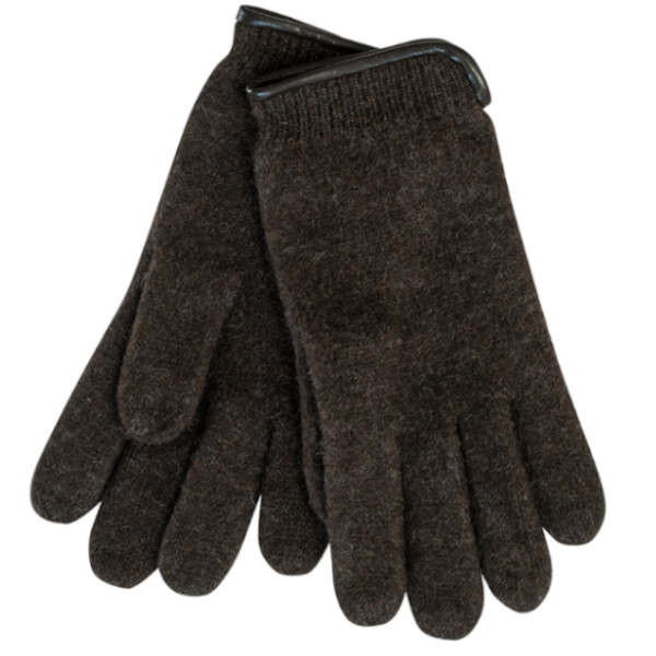 Woolmark Herrenhandschuhe mit Paspel aus Leder, Farbe Schwarz