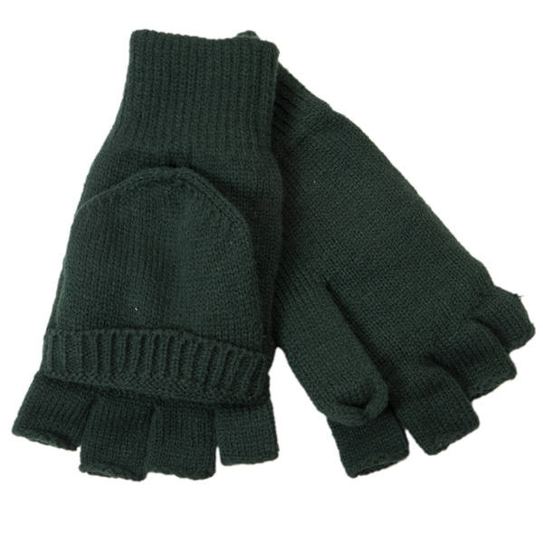 Handschuhe mit offenen Fingern und Klappe. Thinsulate Innenfutter. Farbe Anthrazit.