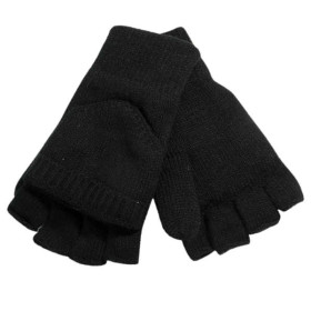 Handschuhe mit offenen Fingern und Klappe. Thinsulate Innenfutter. Farbe Schwarz.
