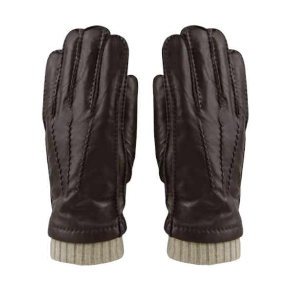 Glattleder-Herrenhandschuhe mit Wollfutter, Farbe Schwarz