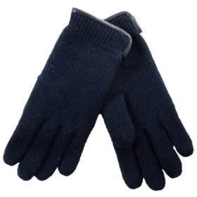 Woolmark Damenhandschuhe mit Paspel aus Leder, Farbe Marine