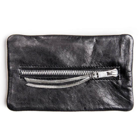 Schwarzes Schlüsseletui mit Reissverschluss