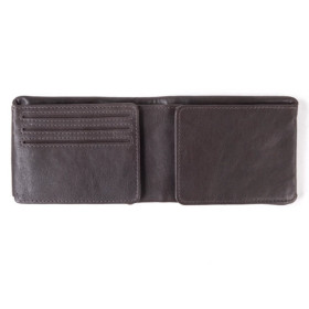 Innenansicht Lederportemonnaie mit Kartenschlitzen und Münzfach in der Farbe Braun