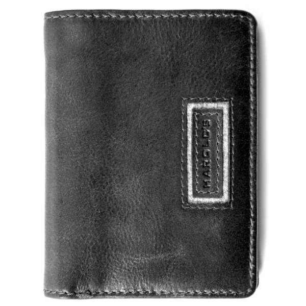 Aberdeen Portemonnaie aus schwarzem Sattelleder mit Ziernaht