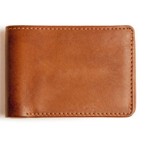 Kleines Portemonnaie aus cognacfarbigem Sattelleder