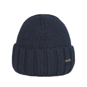 Strickmütze mit breitem Umschlag und windabweisenden Eigenschaften in Navyblau.