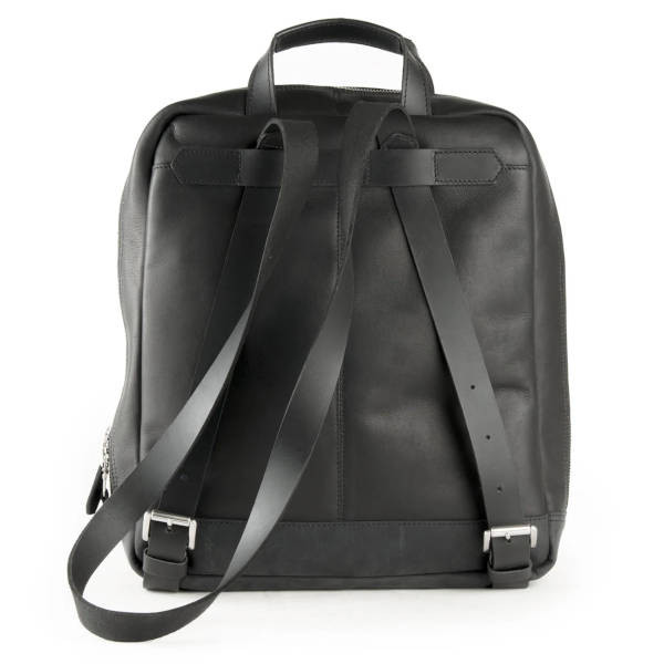 Ivy Lane Laptop-Tasche/ Rucksack mit Trägern als Rucksack eingestellt. Rückseite. Farbe Schwarz.