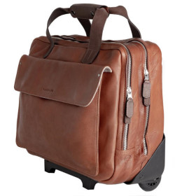 Harold's Business-Trolley aus cognacbraunem Leder, mit Vortasche. Für Herren. Masse: 42 x 20 x 32 cm.