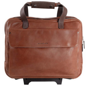 Harold's Business-Trolley aus cognacbraunem Leder, mit Vortasche. Für Herren. Masse: 42 x 20 x 32 cm.