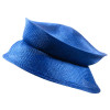 Damenhut aus glanzvollem Sisal-Stroh. Kann flach zusammengefaltet werden. Farbe: Swissblau.