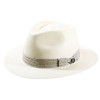 Herren-Panamahut aus gebleichtem Panamastroh. Feinste Verarbeitung mit Grade 16 Material. Gestreiftes Hutband.