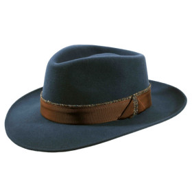 Fedora Bogarthut aus reinem Kaschmir in der Farbe Atlantik