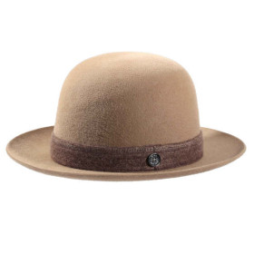 Haarfilz Herrenhut in Fedora Form; mit formbarer Krone und Hutband aus Filz. Farbe Beige.