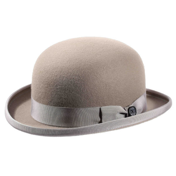 Bowler Hut aus Wollfilz mit eingefasstem Rand. Farbe Orange,