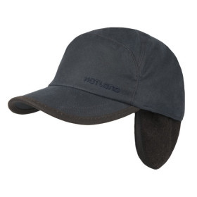 Baseballmütze aus gewachster Baumwolle. Mit Ohrenklappen. Farbe Navy.