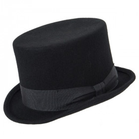 Schwarzer Wollfilz-Zylinder mit Masche