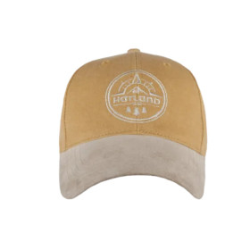 Baseballmütze aus Baumwolle mit Schirm aus Wildleder. Stickerei vorne im Stirnbereich. Farbe Yellow.