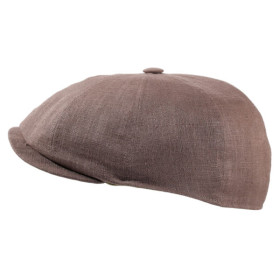 Knopf in der Mitte. Aus fein meliertem Leinenstoff in Schlamm.