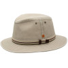 Outdoor Hut "Menowin" in Grey. Rollbarer Stoffhut mit UV-Schutz 80. Schmales Hutband aus verschiedenfarbigen Schnüren.