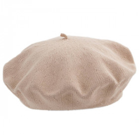 Sommer-Baskenmütze für Damen, aus leichtem Baumwollstoff. Farbe Beige.