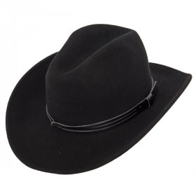 Schwarzer Cowboyhut "Billy" mit schwarzem Lederband