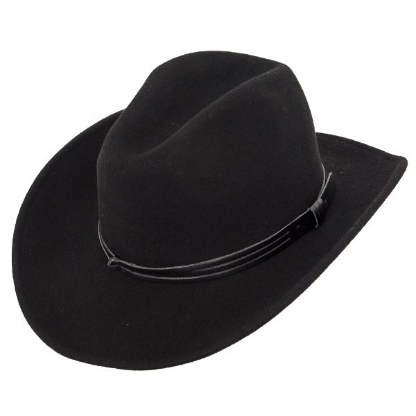 Schwarzer Cowboyhut "Billy" mit schwarzem Lederband