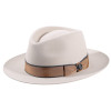 Elegante, modische Haarfilz Fedora mit zweifarbigem Hutband und seitlicher Masche. Farbe: Elfenbein