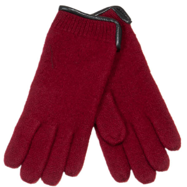 Woolmark Damenhandschuhe mit Paspel aus Leder, Farbe Anthrazit