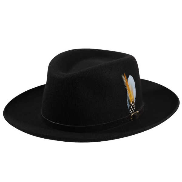 Schwarzer Hipster Hut mit Federschmuck