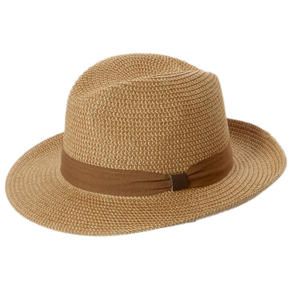 Sommerhut "Barbuda" aus Paperstroh mit braunem Hutband. Farbe Camel.