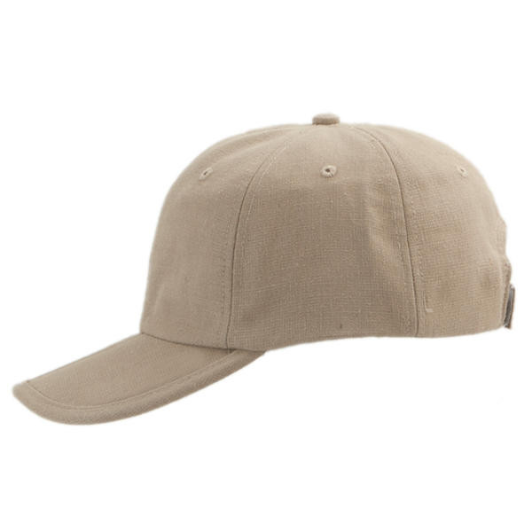 Jeansfarbiges Baseballcap aus Hanffasern und recyceltem Polyester; mit Klettverschluss und Klappschirm