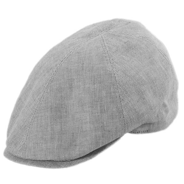 Grüne, schmal geschnittene Schiebermütze aus Leinen