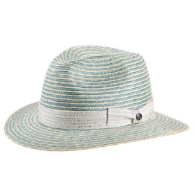 Traveller Strohhut aus natur und gletscherblauem Stroh