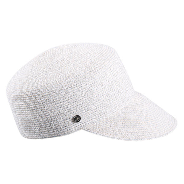 Sommercap aus meliertem Hanf- und Papierstroh. Farbe: Hellbeige