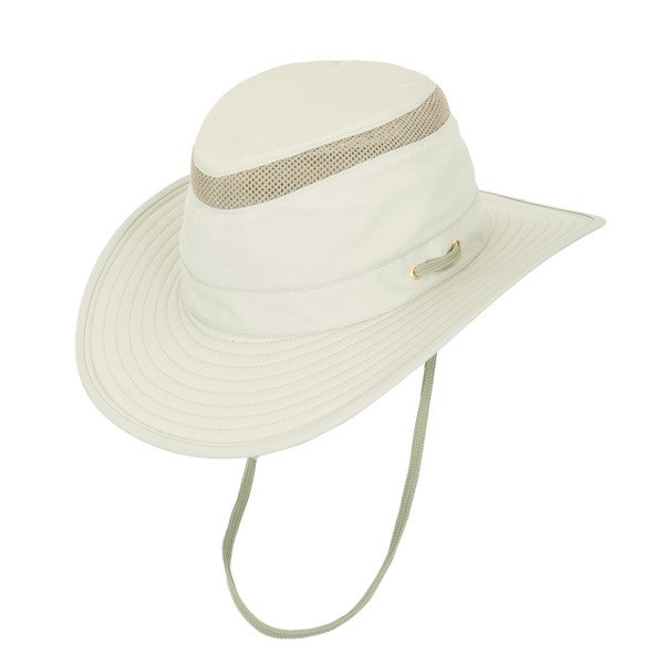 Cowboyhut "Sunny" in Beige, mit Lüftungsnetz im Kopfbereich und Kinnband