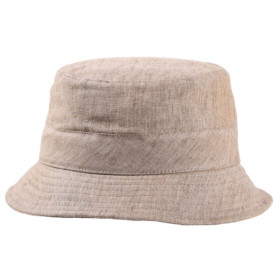 Bucket Hat Noe aus fein meliertem, beigem Leinenstoff