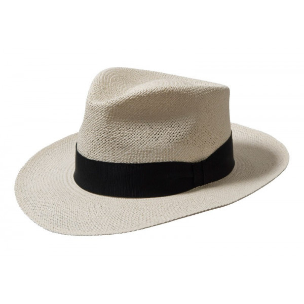 Hochwertiger Panama Bogarthut aus Schweizer Produktion mit schwarzem Hutband