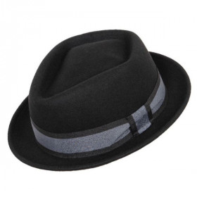Trilby "Liverpool" in Schwarz mit grauem Band